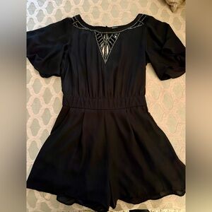 Elegant Black Jumpsuit with Embroidered Detail